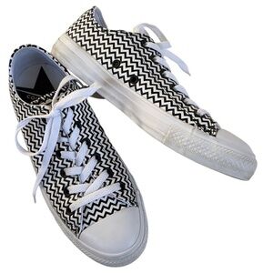 EUC Converse Leather Chuck 70 Mission-V-O Sneakers Black White Chevron Size 7